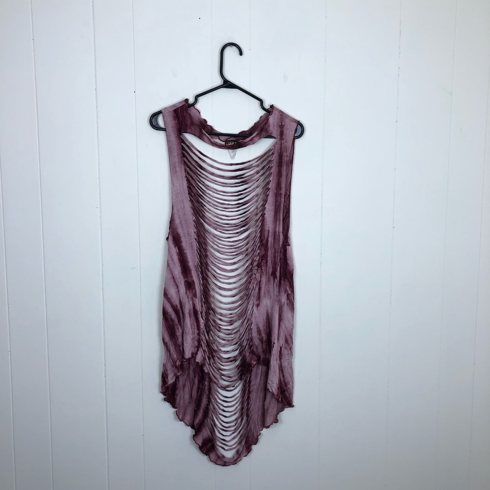 Glitz Tie Dye Cut Out Tank Sz M
